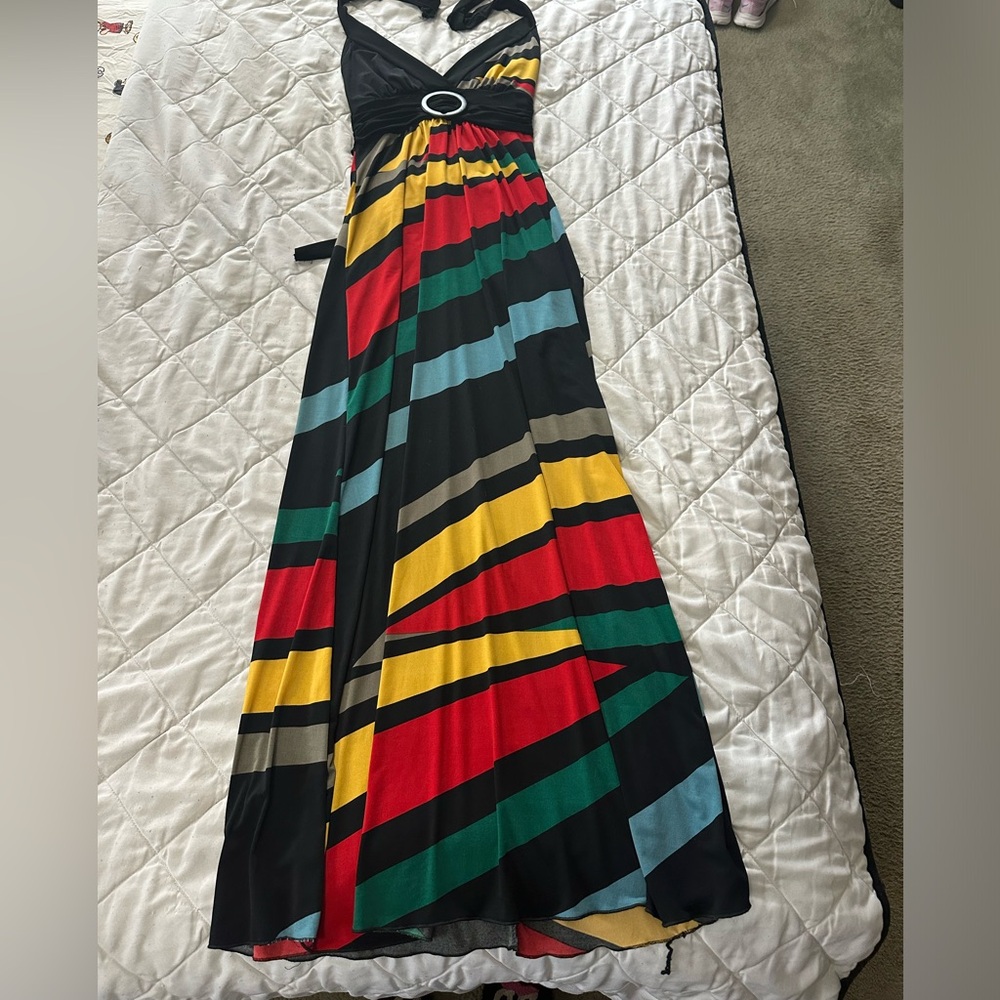 Long flowy colorful and black dress